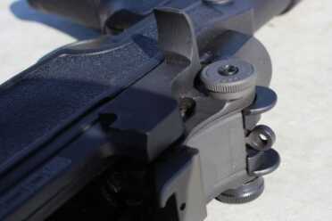 We Shoot Springfield's New M1A SOCOM 16 CQB — SHOT Show 2016 The rear sight.