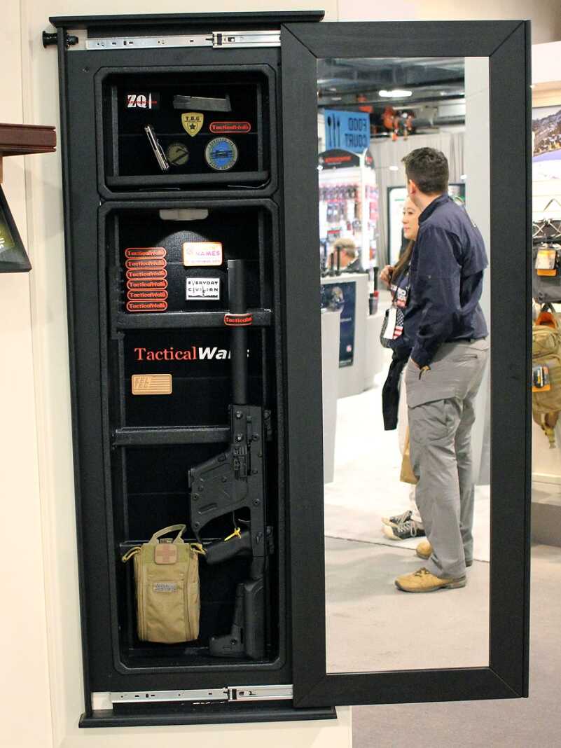 Tactical Walls: Now with RFID Locks! -- SHOT Show 2016 Or you can organize an entire mirror's length of space.