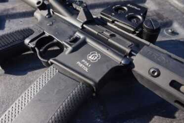 We Shoot the Troy P7A1 AR Pistol--SHOT Show 2016 When stripping a mag from the lower, the texture provides even more traction.