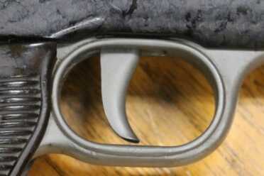 Trigger Pull light smooth but long pressed sheet metal.