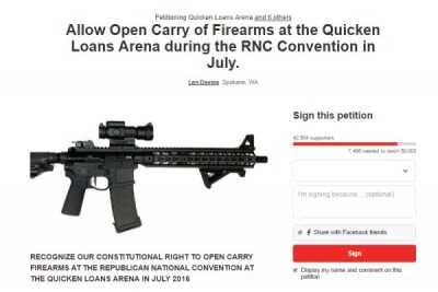 Anti-Gunners Freak Out as Online Petition Calling for Open Carry at GOP Convention Exceeds 42K A look at the petition for open carry at the GOP convention.