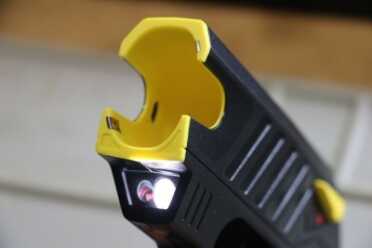 The Taser Pulse for Civilians Light and laser. Both are helpful, but the light is not robust.