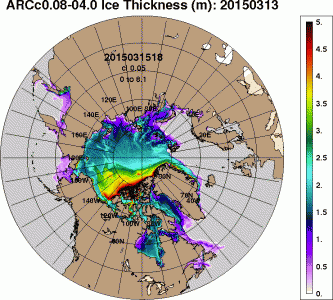The larger problem is one of an explosion in worldwide population growth, and the abuse of fossil fuels. Turns out that global warming is actually real, and not a bunch of bullshit dreamed up by Al Gore.  Gore was a cover to keep us right wingers "against" climate change. In reality, Gore's numbers were tame compared to what is really going on. Febuary 2016 was again the most anomalist warm month ever, since records have been kept.  This graphic is from Navy.mil. It shows the thickness of the Arctic cap over the past year.  Last March the ice was over 5 meters thick in a large area. This year it is a tiny area, and probably it will melt all the way this summer. 