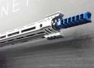 The Evolve comes with Cobalt Kinetic’s butterfly cut muzzle brake. 