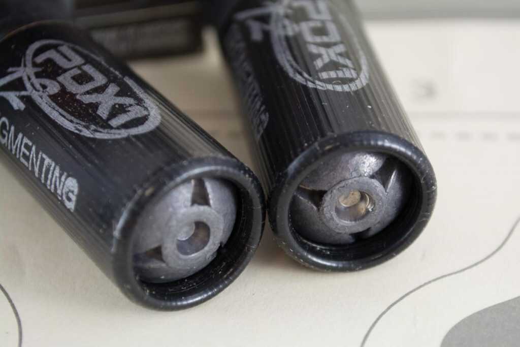 Note the specially designed shape and cuts in the slug. These cause it to fragment into three sections shortly after entering the target. 