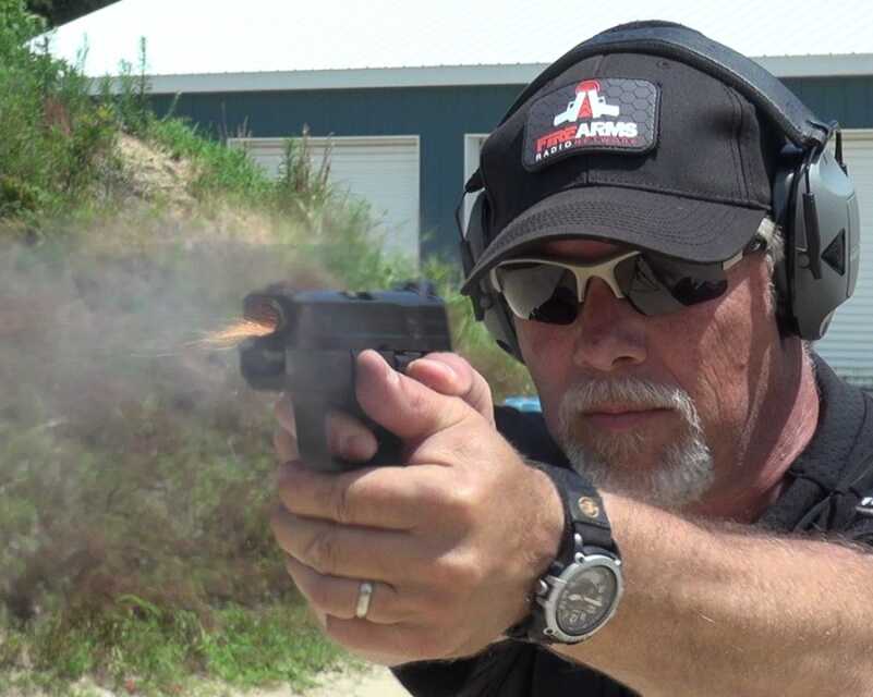 Keeping the .45 Shield flat, even during rapid shooting, was surprisingly easy.