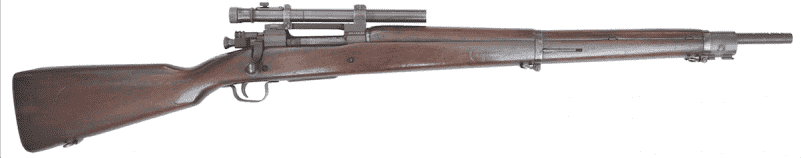 The Model 1903A4 was the first issued sniper rifle to all U.S. military services during World War II. It had a 2.75X M73B1 Telescopic Sight and fired the powerful .30-06 cartridge.