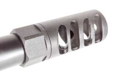 The muzzle brake made me happy. Weighing in at over 1/3 of a pound, it just looks massive - and appropriate. 