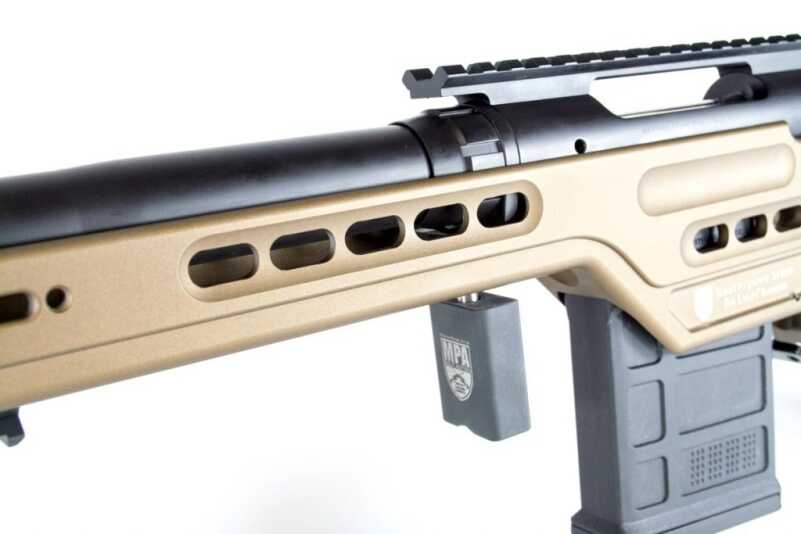 The rotating barricade brace can be instantly moved to just about anywhere on the hand guard area. 