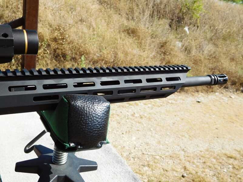 The slim new M-Lok handguard offers lots of locations to attach accessories.