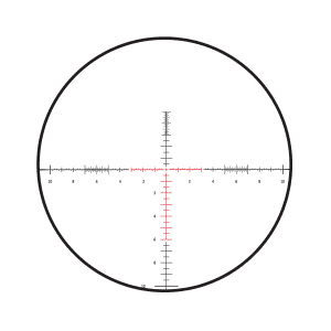The Burris SCR Mil Lined reticle has a vertical line with 20 mils graduated in half mil increments below the horizontal line. Image courtesy of Burris Optics.