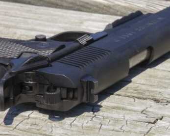 A Plastic 1911? The EAA Witness 1911P .45 ACP—Full Review. The rear sight is strictly old-school. But the author found it refreshingly simple and effective.