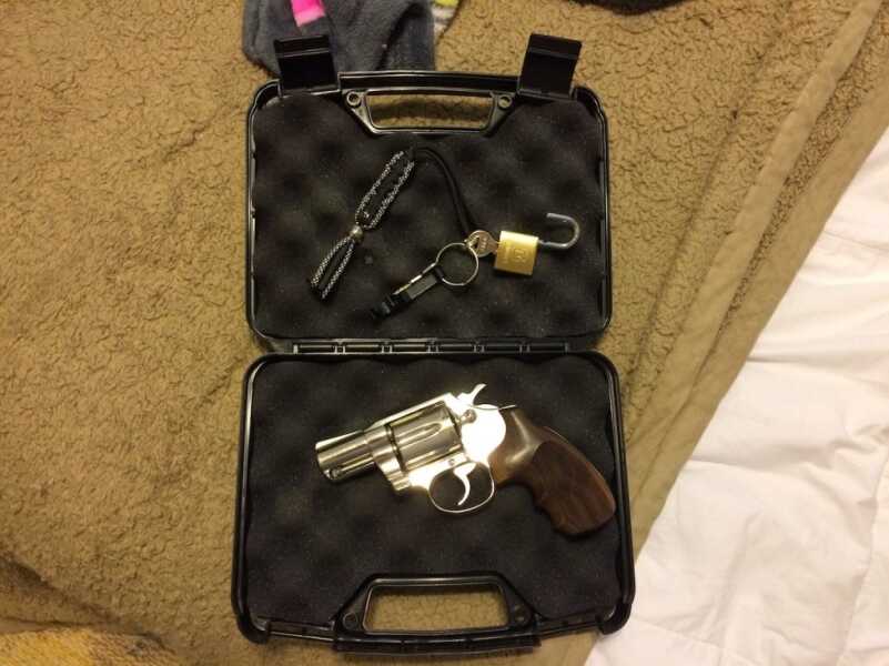 My revolver, along with the container, the lock and the key. 