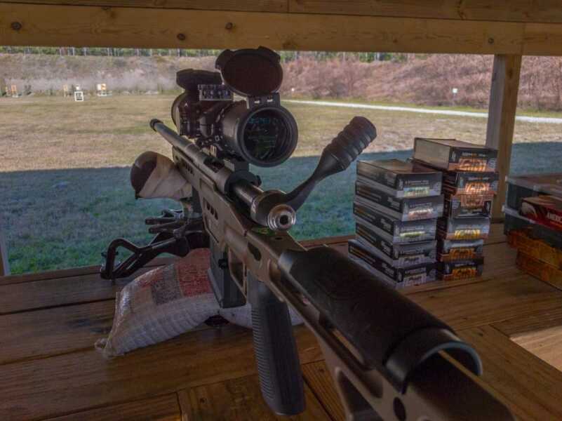 The Masterpiece Arms rifle seemed to shoot better without a suppressor. 