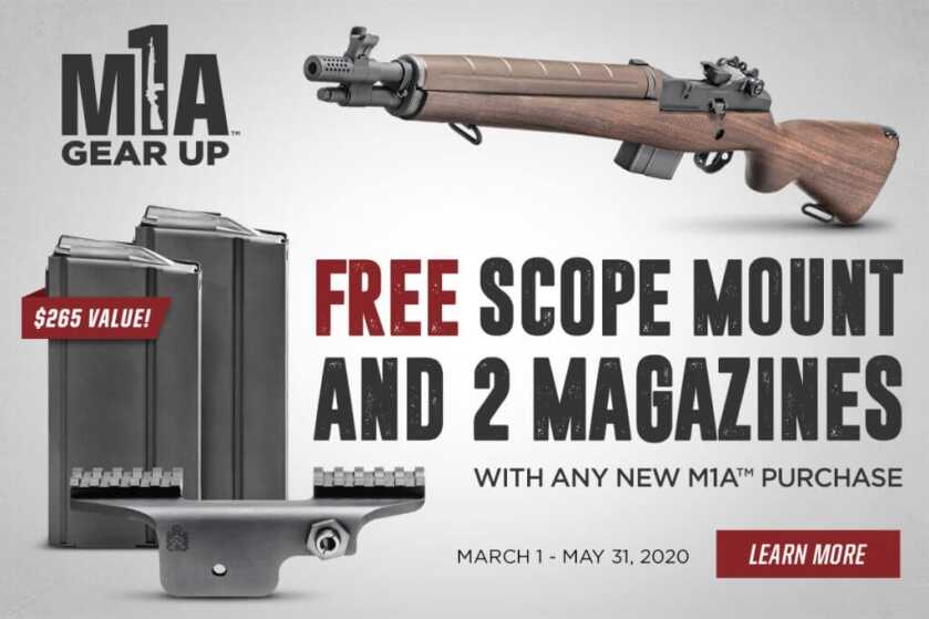 Springfield Armory Offers 2020 M1A Gear Up Promotion: Free Scope Mount, Mags (5 Value!) Springfield Armory Offers 2020 M1A Gear Up Promotion: Free Scope Mount, Mags (5 Value!)