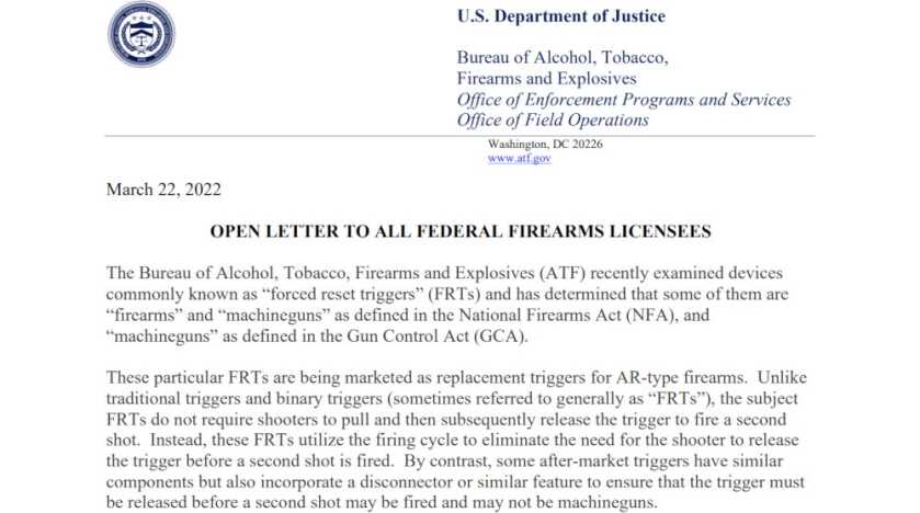 BREAKING: ATF Writes Open Letter to all FFLs with FRT Warning BREAKING: ATF Writes Open Letter to all FFLs with FRT Warning