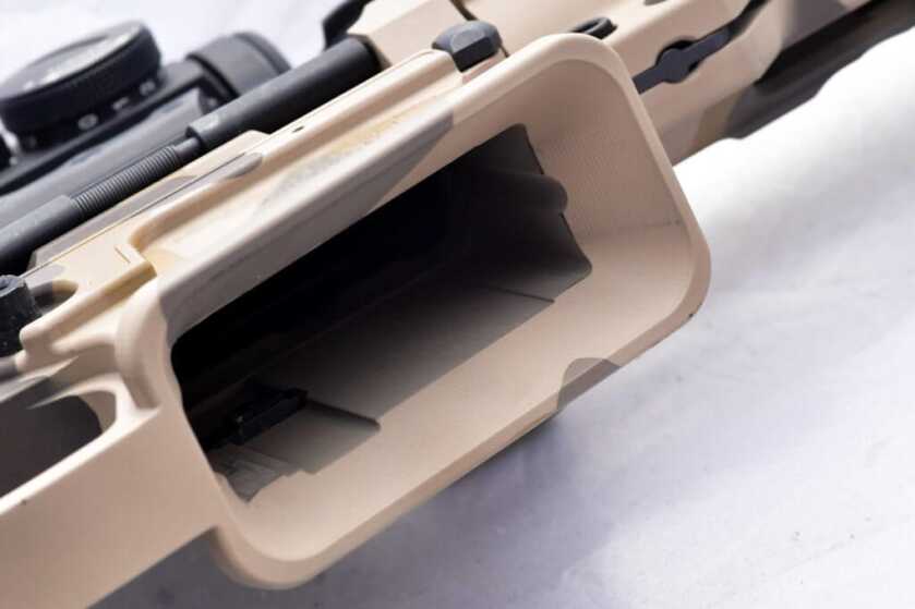 Big magwells make reloads fast with the Civilian Defensive Rifle.