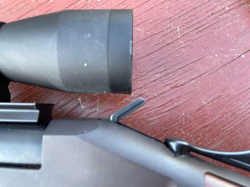 Closeup of a Leupold rifle mounted on a rifle