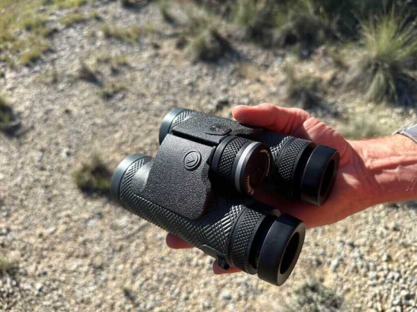 Burris Signature LRF 10x42 binos in outstretched hand