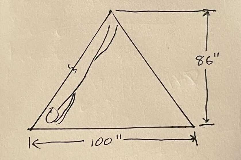 Crude image showing the actual dimensions of the tent with an estimated stickman representing me