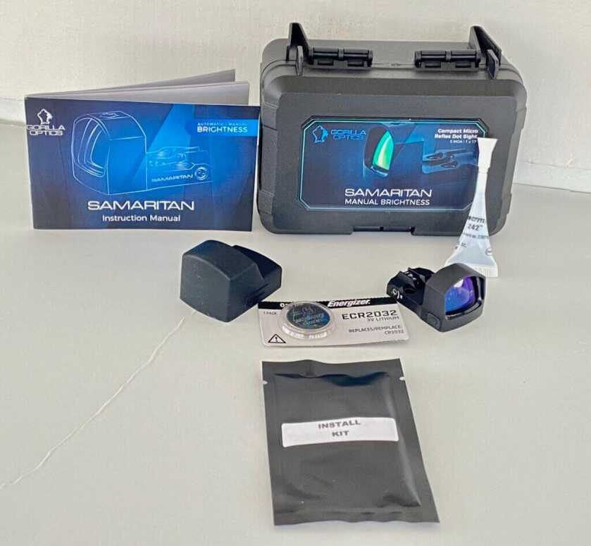 The Samaritan red dot with full packaging