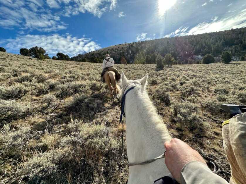 3 - Fireside Stories: How I Killed My Smallest Bull Elk on The Best Tag I've Ever Had - Part 3 of 3 Hunters ride on horses toward the mountain top.