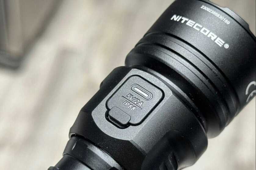 3 - Nitecore MH25Pro 3,300 Lumen Flashlight Review Charging port for the 21700 Li-ion battery