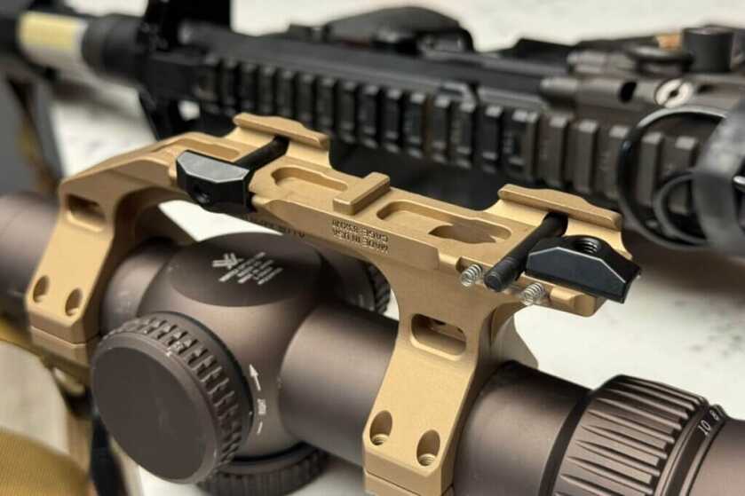 Closeup on Reptilia mounting system for optics