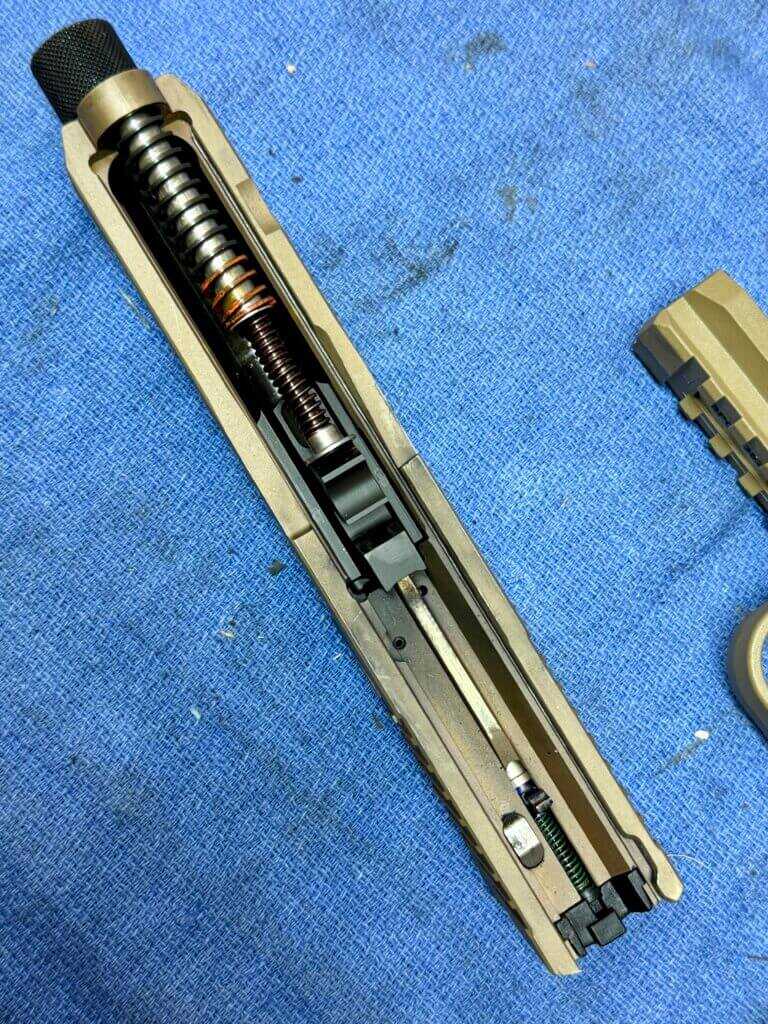 Mechanics exposed on handgun