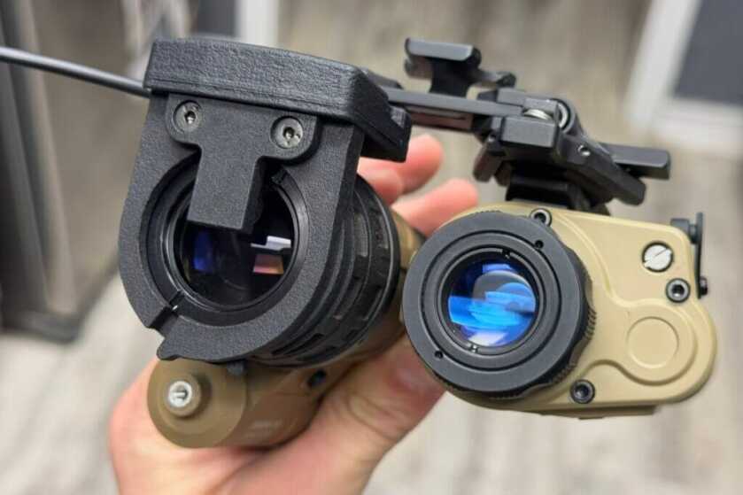 LPMR-X mounted on night vision in man's kitchen