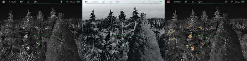 Different black and white heat modes for the InfiRay Outdoor RICO RH50 V2