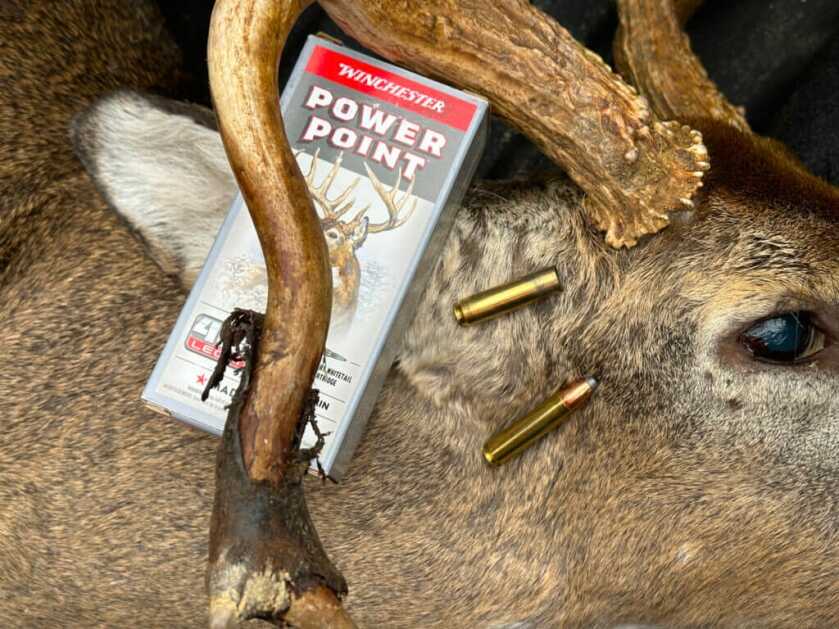 Winchester's 215-grain Power Point 400 Legend ammo. A straight-wall cartridge designed for hunting in cartridge-restricted states.