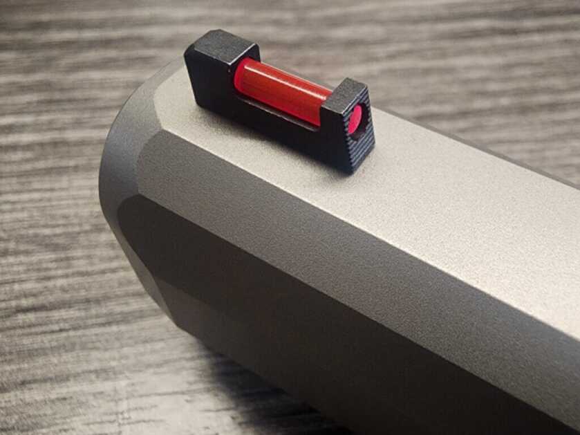 iron sight on slide of handgun