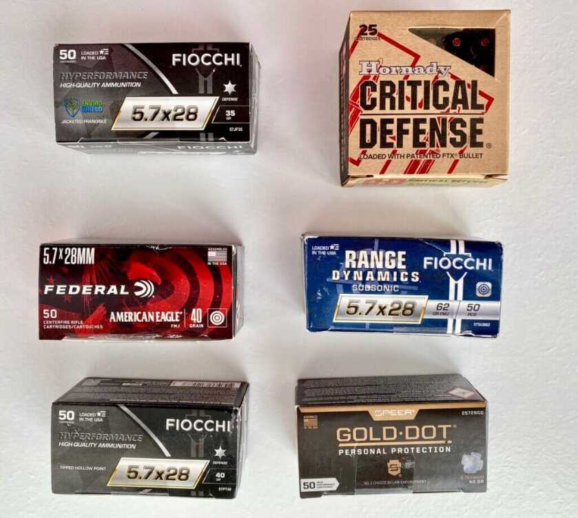 6 Different boxes of 5.7 ammo