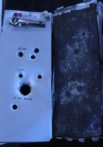 This is the police clipboard product. It has taken several rounds of various handgun ammunition and a 12 gauge slug with no penetrations.