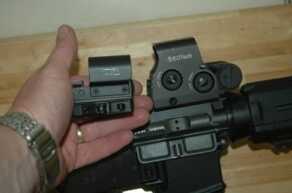 Testing the Meopta M-RAD Sight The Meopta M-RAD is smaller and less bulky than the EoTech XPS, with less weight from less mass.
