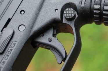 The trigger safety is one of two external safeties that have to be manipulated before the gun will fire. 