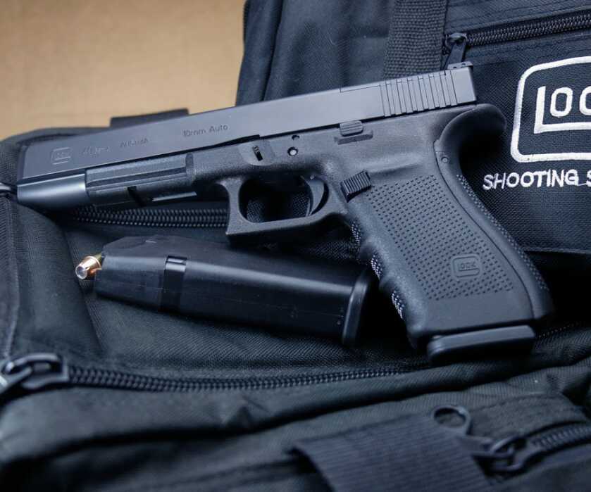 Pistol on a bag