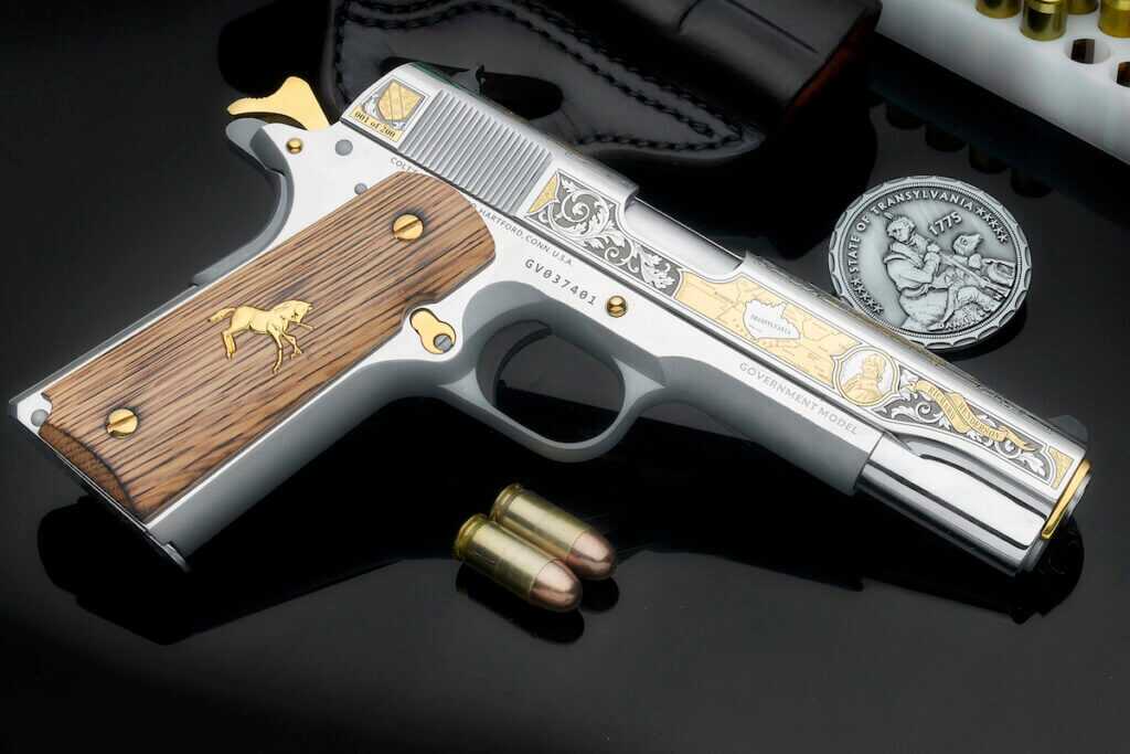 A engraved 1911 on a black background.