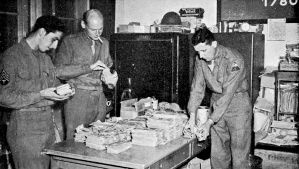 Piles of currency in defeated Germany that set the stage for the Nazi gold heist
