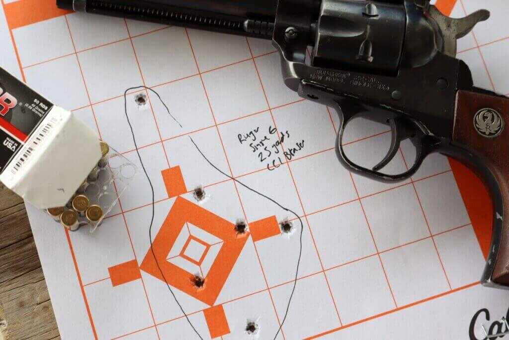 .22 LR handgun accuracy target showing why reliability and precision matter more than raw velocity