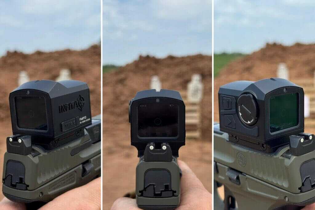 Demonstration of superimposed thermal reticle on steel with misaligned pistol orientation