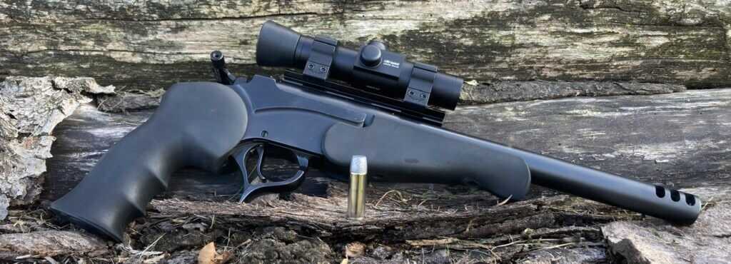 T/C Encore 45Colt with 335gr WFN at 1300fps used on a Maine black bear