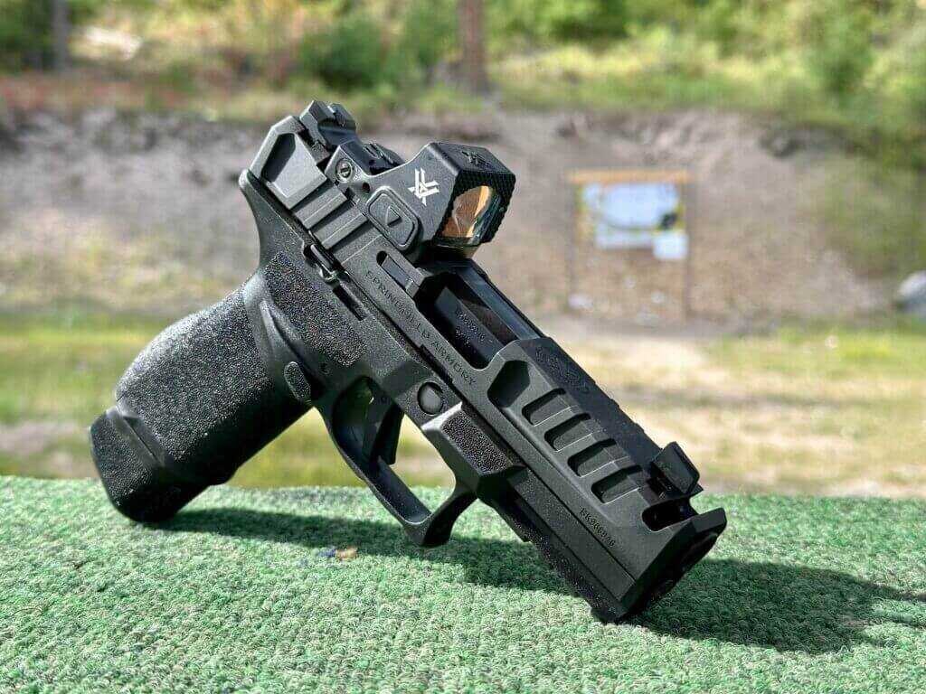 Springfield Armory Echelon 4.0C Comp 9mm concealed carry pistol with red dot at the range 2025