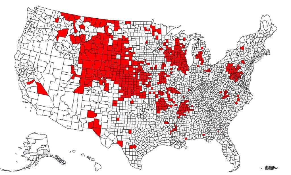 Map showing chronic wasting disease spread across affected U.S. regions in 2025