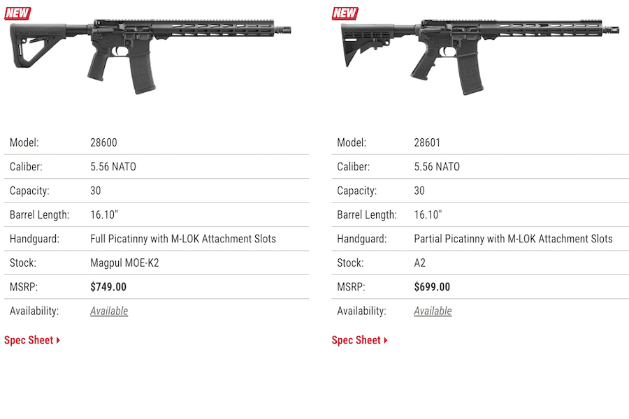 Pricing for the new Ruger Harrier rifles. 