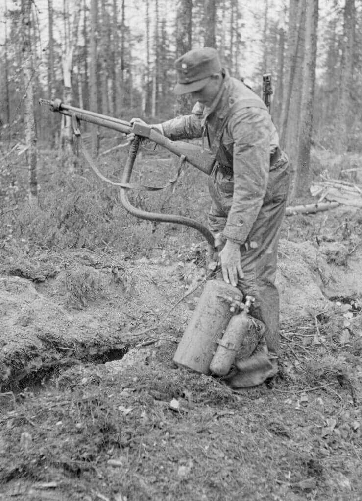 Soviet ROKS-3 flamethrower captured by Finland, a weapon that made close combat against tanks and infantry especially horrific