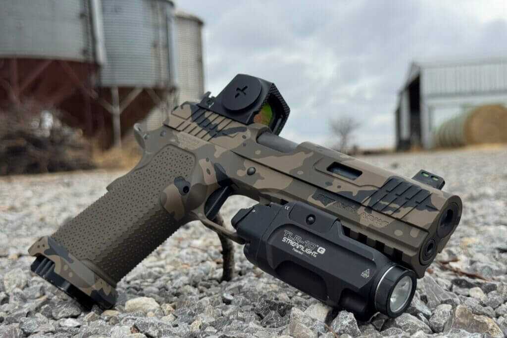 Full-length dust cover and Picatinny rail on the Stealth Arms Platypus tactical frame