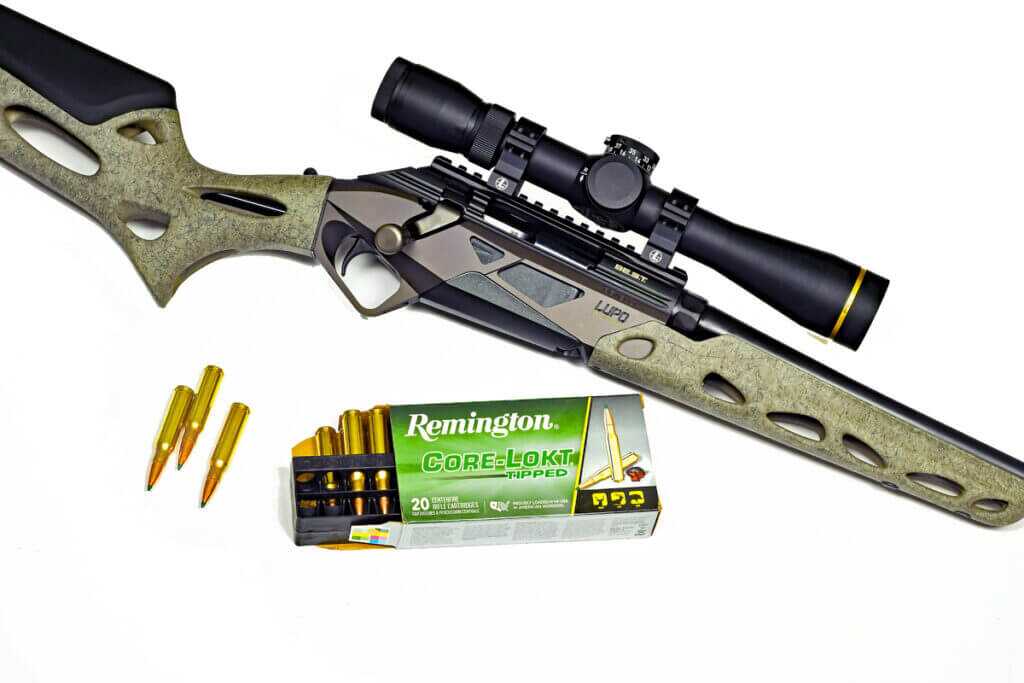Benelli Lupo Alpha rifle with Leupold VX-4HD scope and Remington Core-Lokt ammunition on display