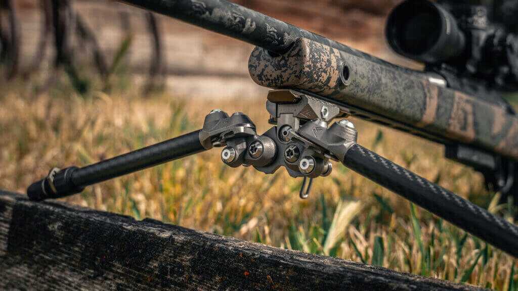 Backlanz Precision Alpine lightweight hunting bipod with titanium chassis and carbon fiber legs